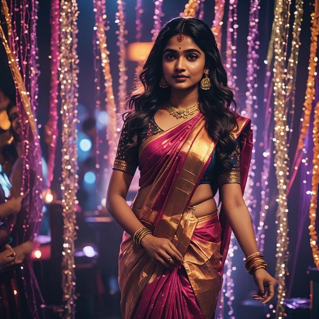 Krithi Shetty: Saree Nightclub Scene, Cinematic Style