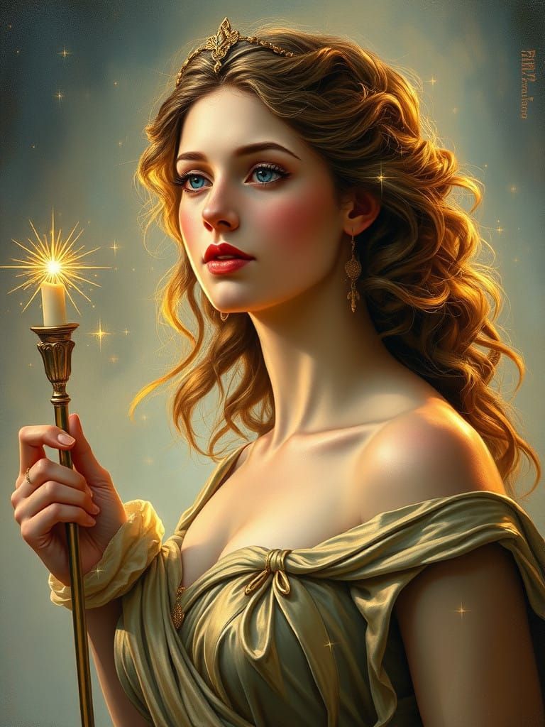 Artemis Goddess of the Hunt in Dreamy Oil Painting