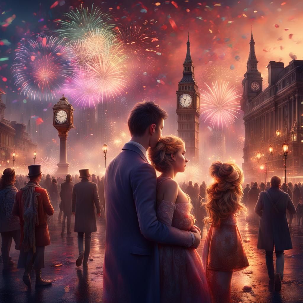 New Year's Eve Fireworks Celebration at Sunset