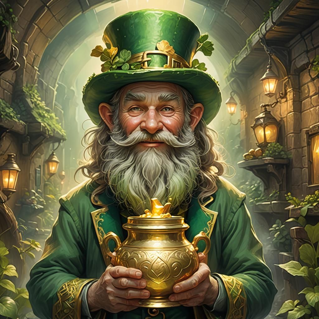 Leprechaun with Pot of Gold: Vibrant Concept Art