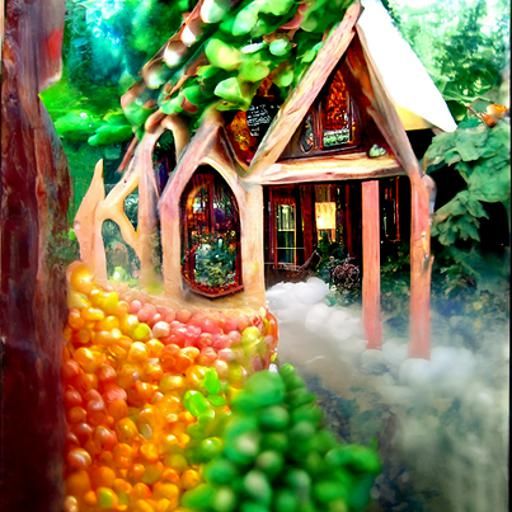 Candy House in Forest: Ethereal Fantasy Art