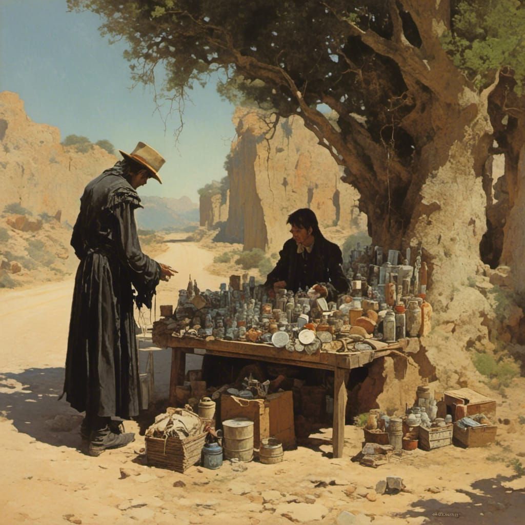 Vintage Con Man Selling Snake Oil