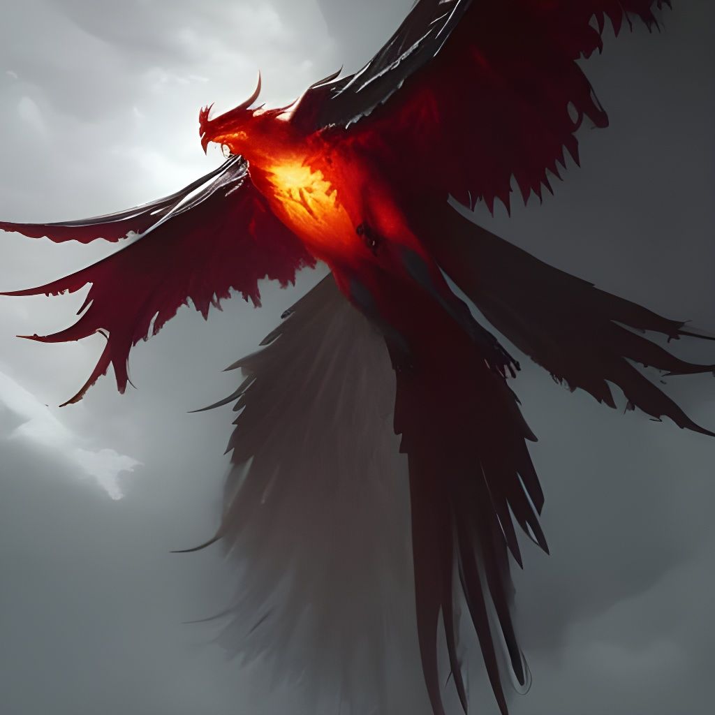 Sinister Evil Phoenix Rises from Embers