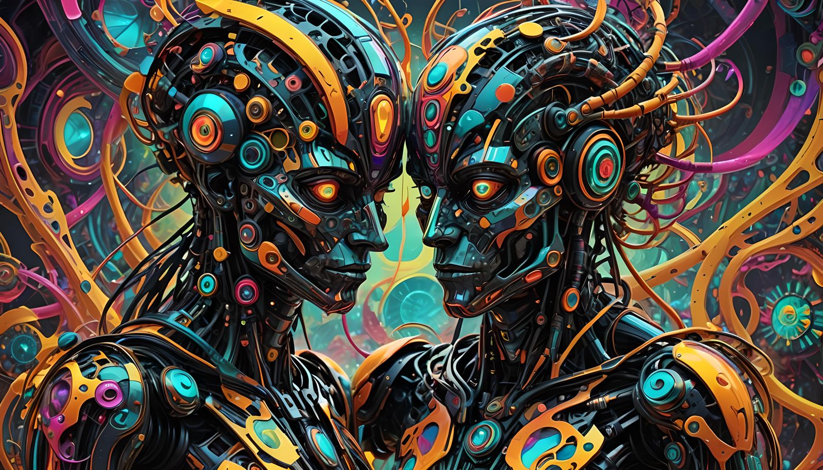 Neon Surreal ChromaDepth 3D Cyborgs