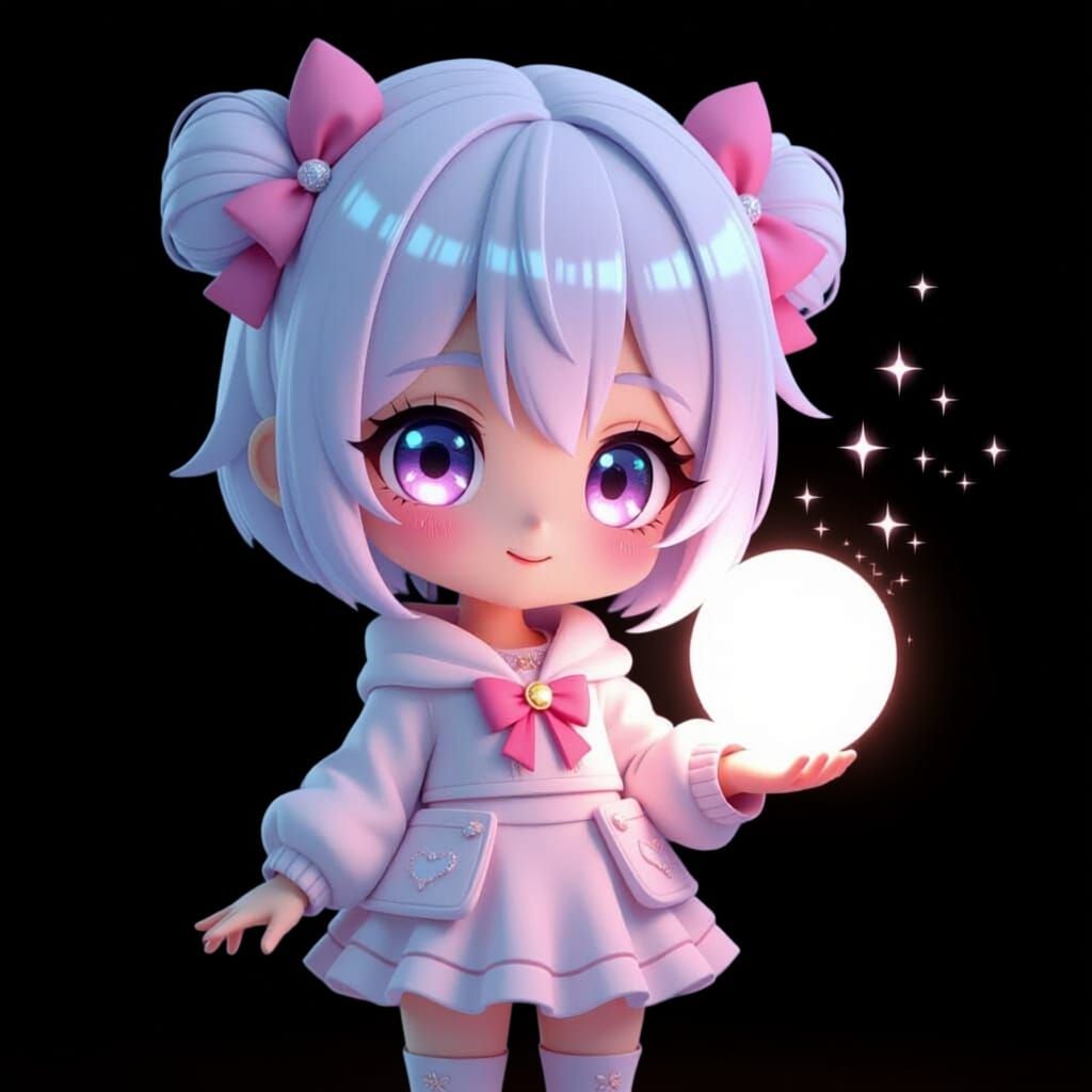 Macabre Chibi Girl with Glowing Sphere