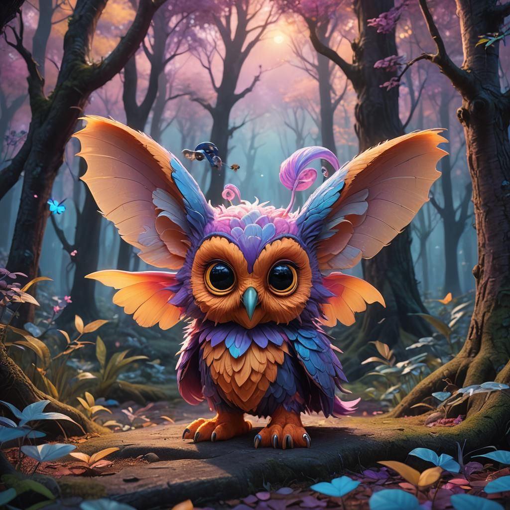 Orange Furry Creature in Enchanted Forest