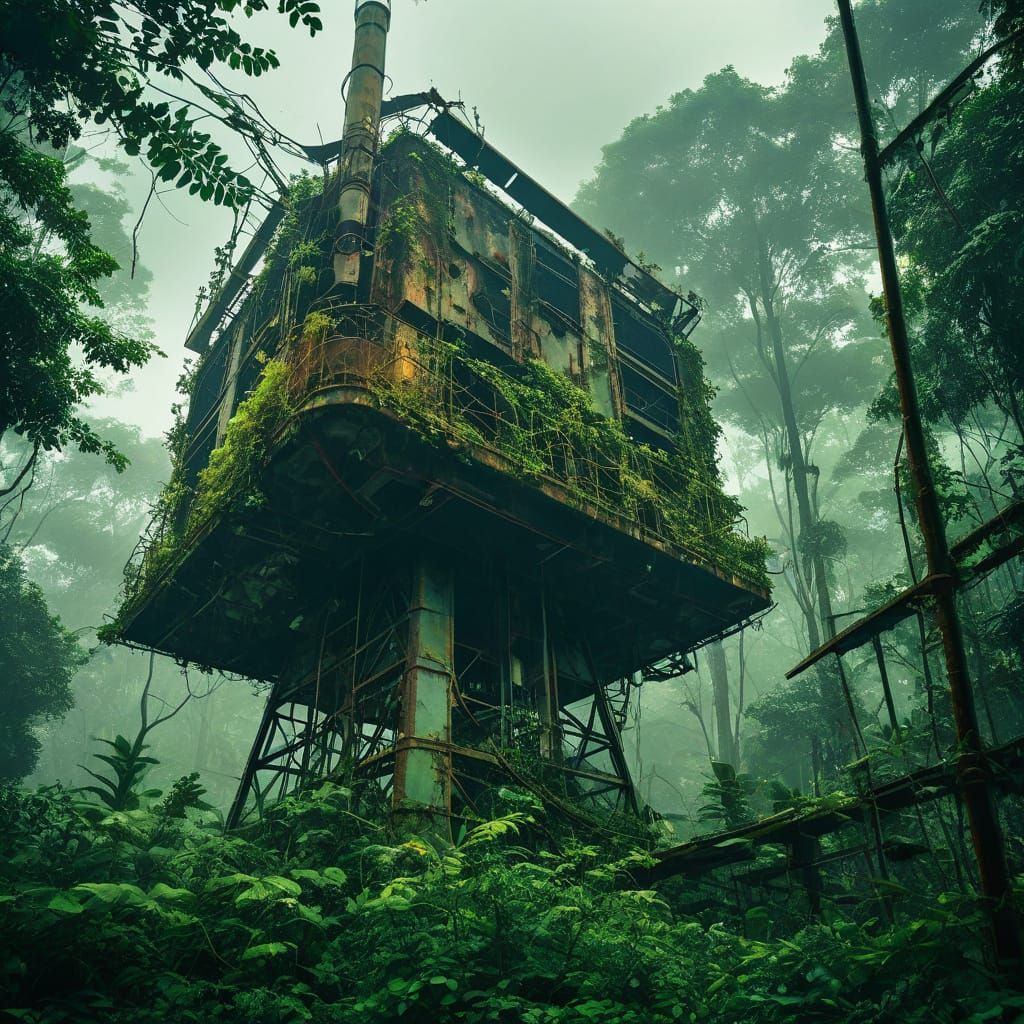 Abandoned Jungle Radar Station in a Mystical Atmosphere