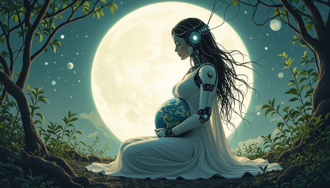 Goddess of Creation with Earth, in Hyperrealistic Style