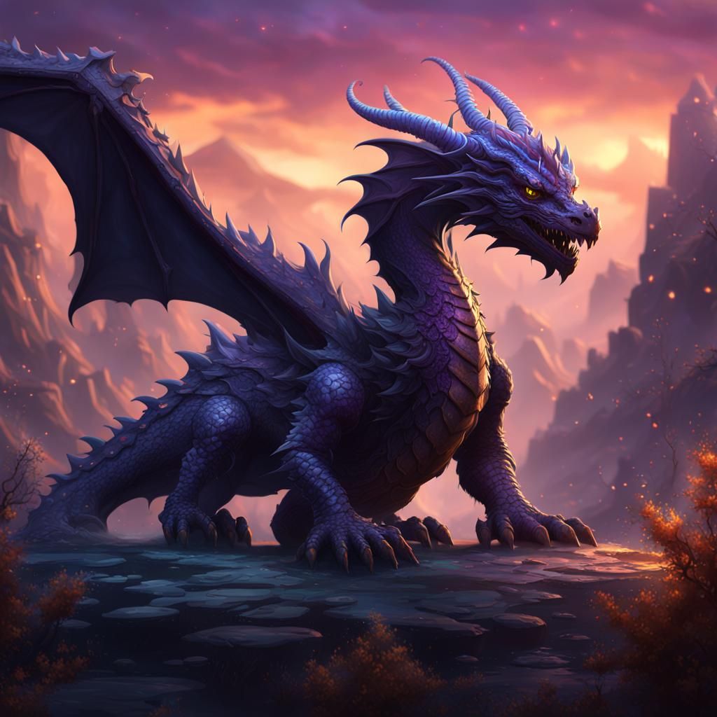 Cute Void Dragon in Detailed Matte Painting
