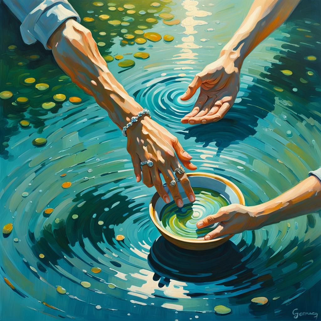 Hands in Water: Oil Painting in Gurney Style