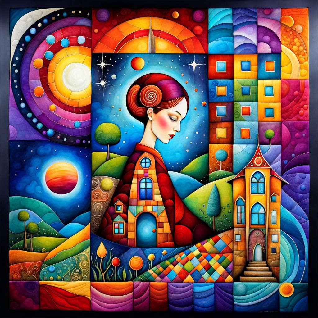 Surreal Dream in Mixed-Media Chalk Art Style