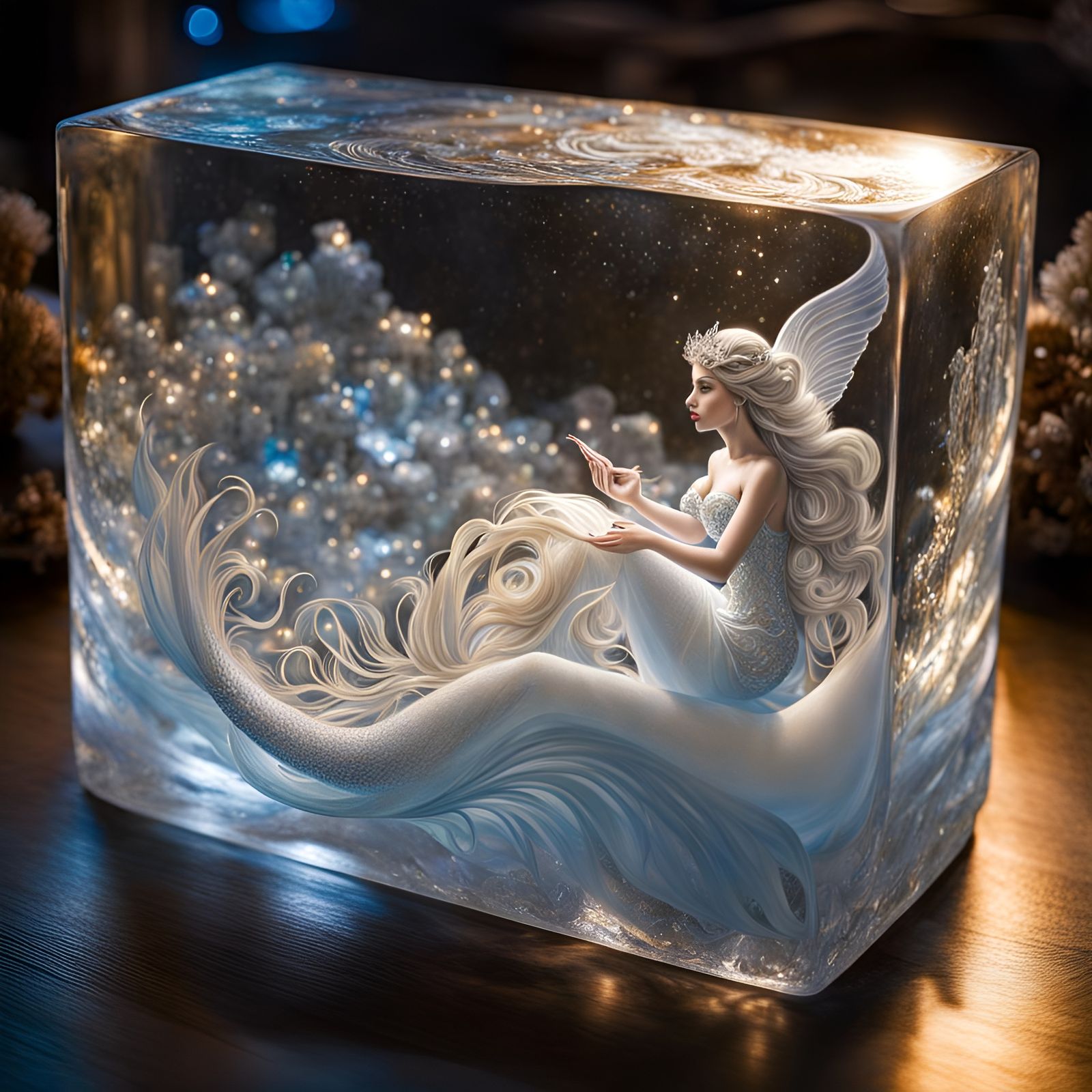 Icy Mermaid Princess: Hyperrealistic Digital Art