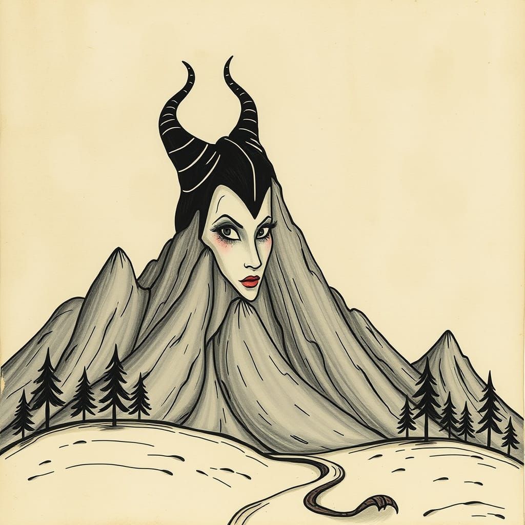 Maleficent Mountain Landscape Inspired by Whimsical Animatio...