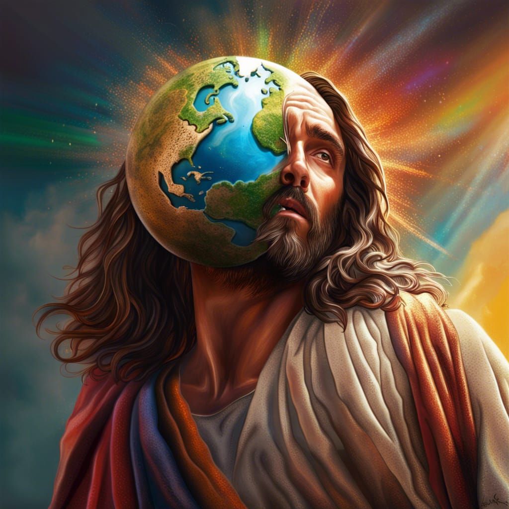 Jesus Christ Holding Earth: Hyperrealistic Digital Art