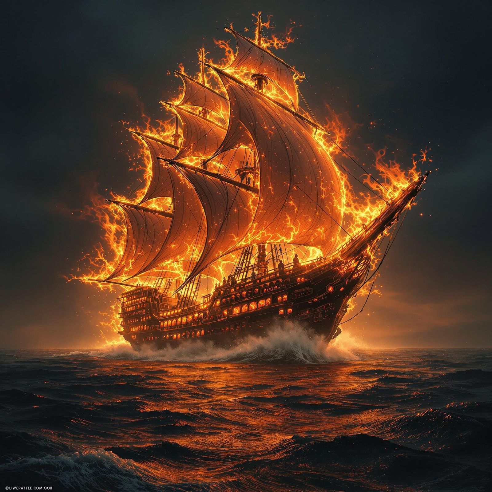 Inferno Pirate Ship: A Fiery Gothic Vision