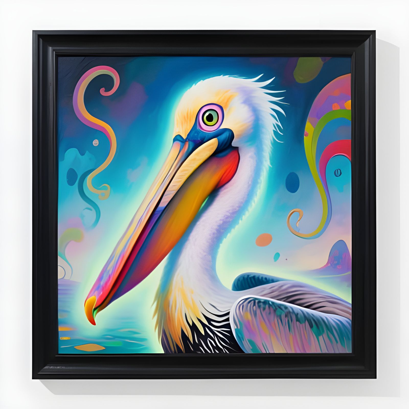 Surrealistic Pelican Oil Painting with Soft Glow