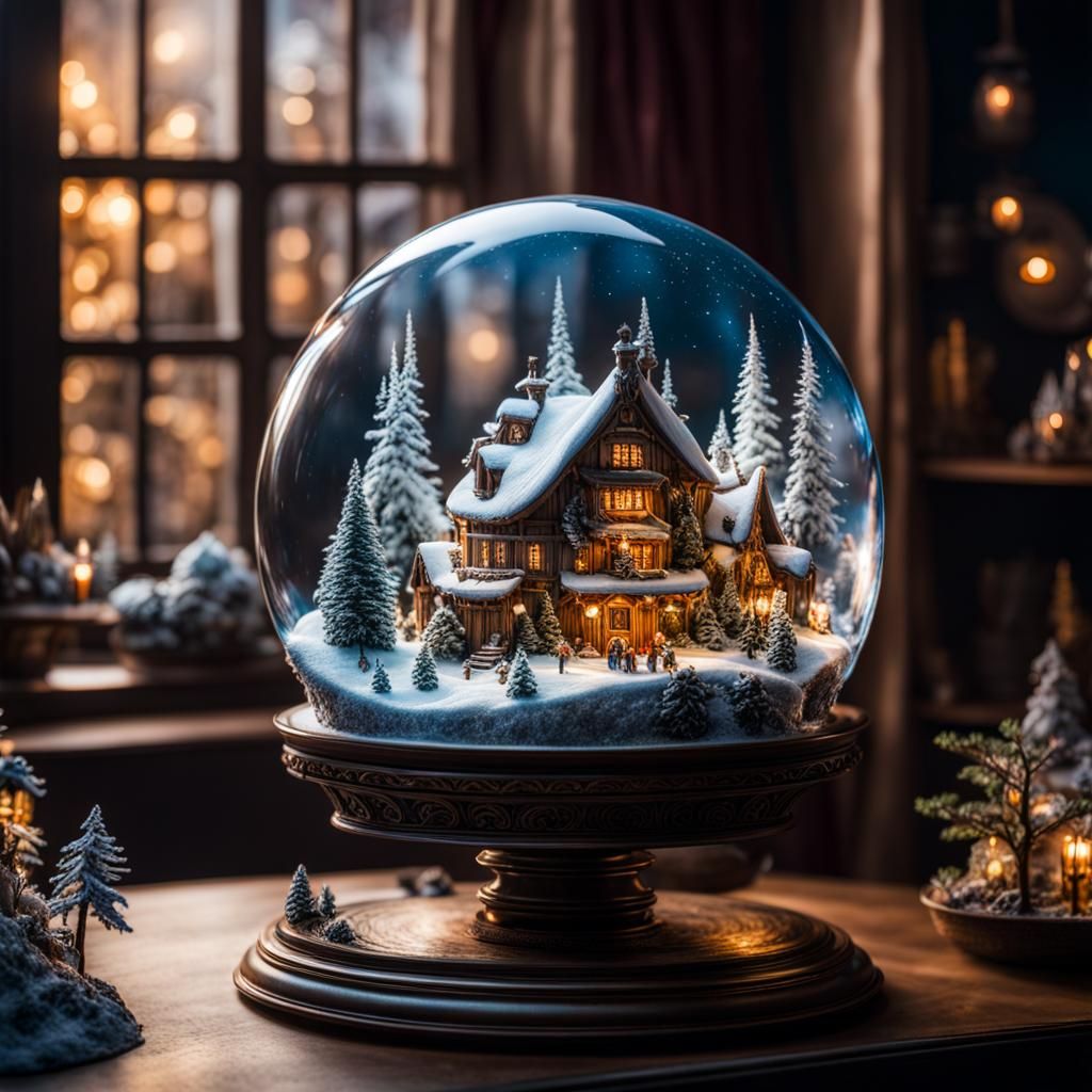 Magical Winter Theme Park in Glass Sphere