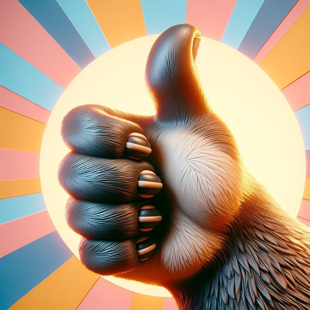 Kodiak Bear Paw Thumbs-Up in Emoji Style