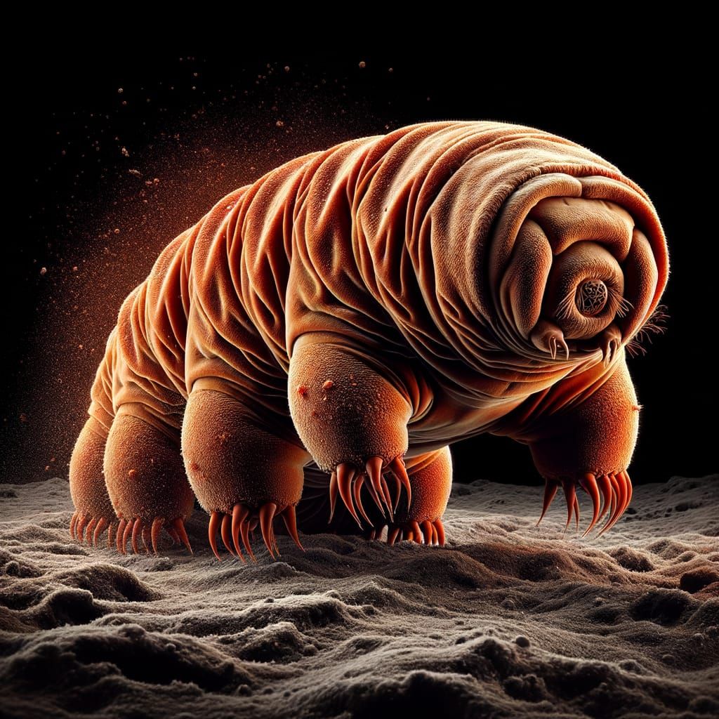Detailed Macro Image of a Terracotta Tardigrade