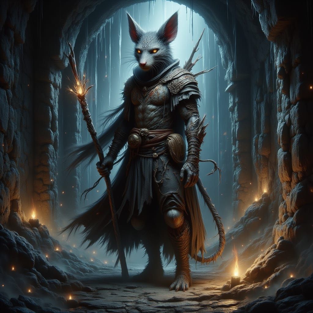 Mystical Thieving Wererat in Dark Fantasy Style