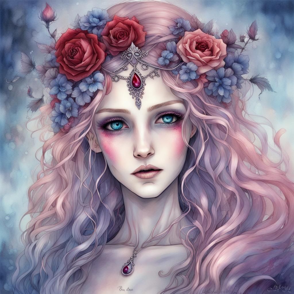 High Gothic Fairy Princess in Autumnal Forest