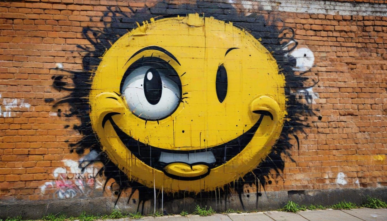 Vibrant Yellow Street Art in Urban Grit Style