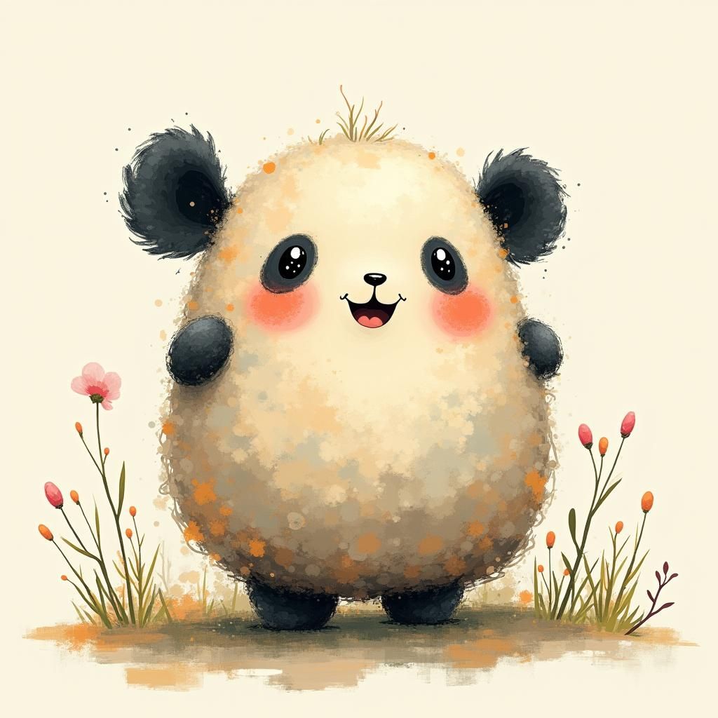 Whimsical Panda Art in Impressionist Style