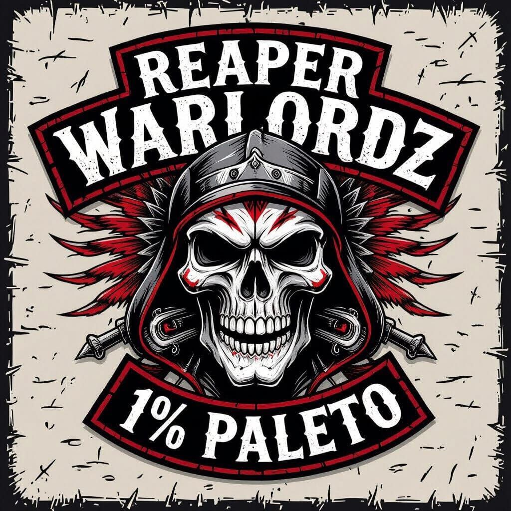 Reaper Warlordz Biker Patch with Skull in Graphic Style