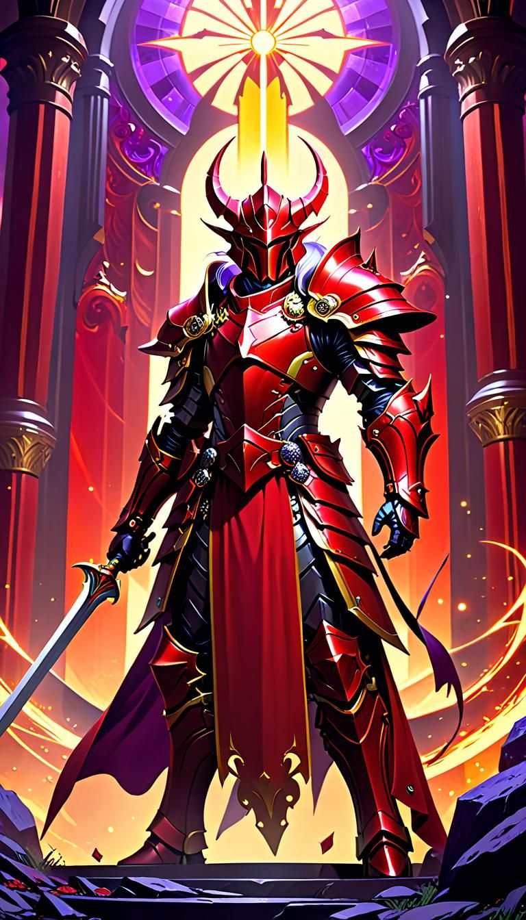 Blood-Red Commander in Dark Fantasy Style