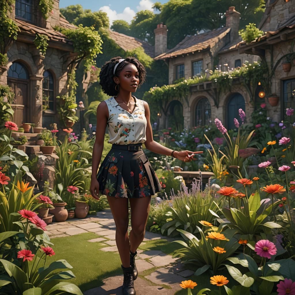 Girl Speaking to Youth: Fantasy Concept Art