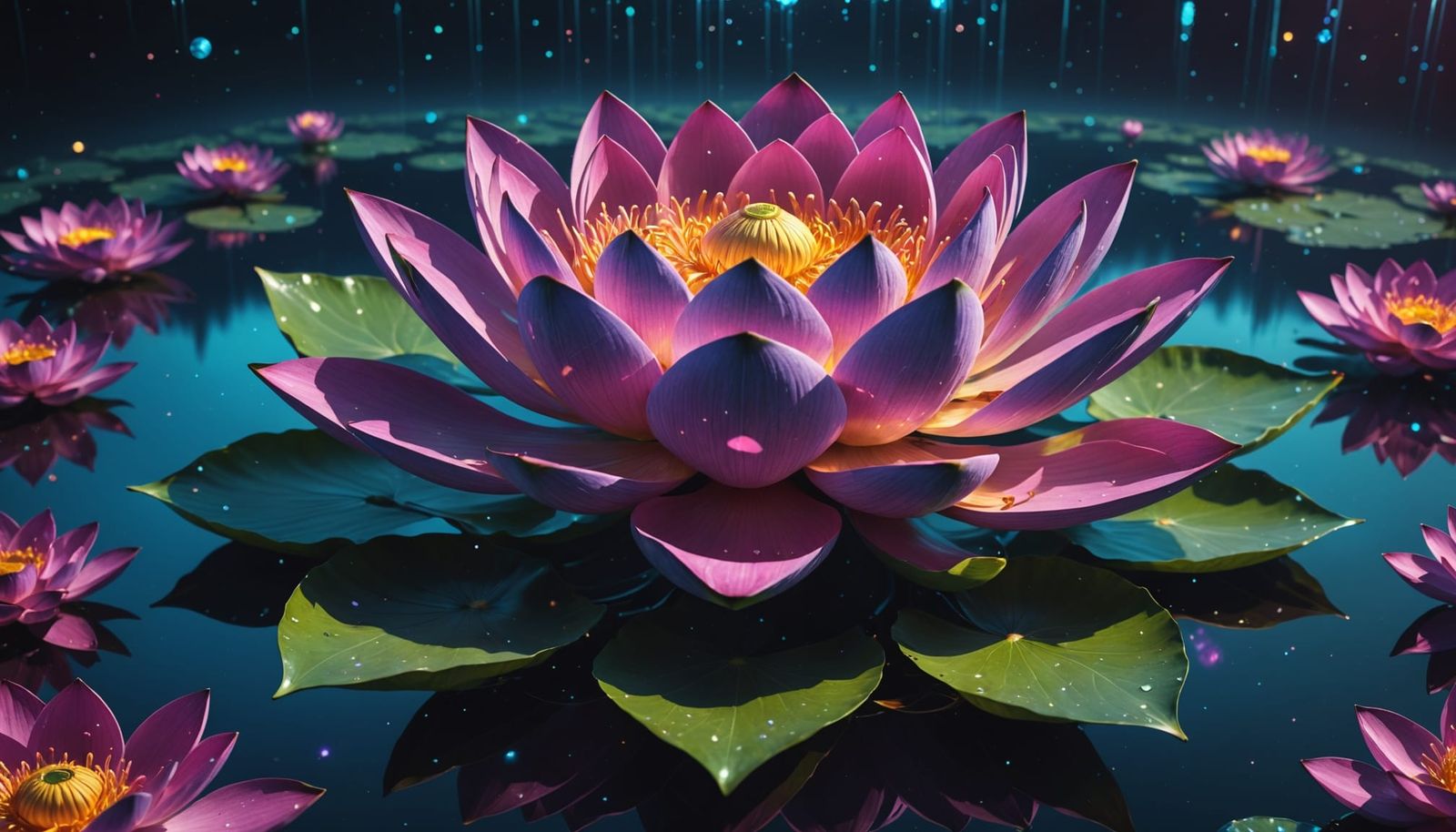 Ethereal Lotus Flower in Cosmic Landscape