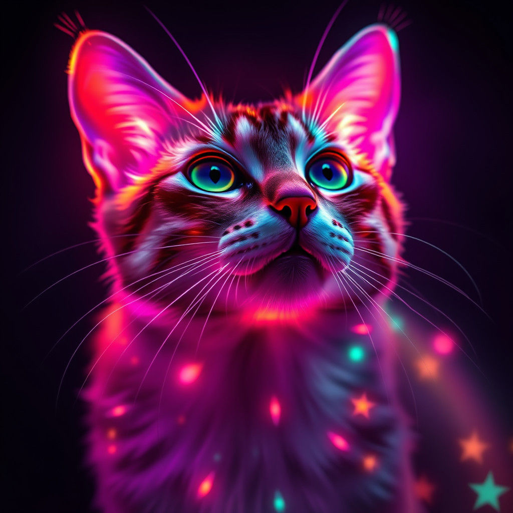 Luminous Cat Concept Art in Vivid Colors
