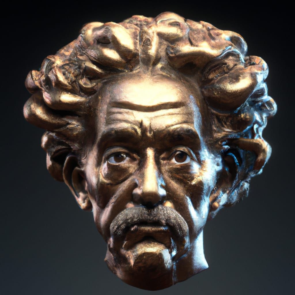 Bronze Sculpture of Einstein in Detailed Matte Painting