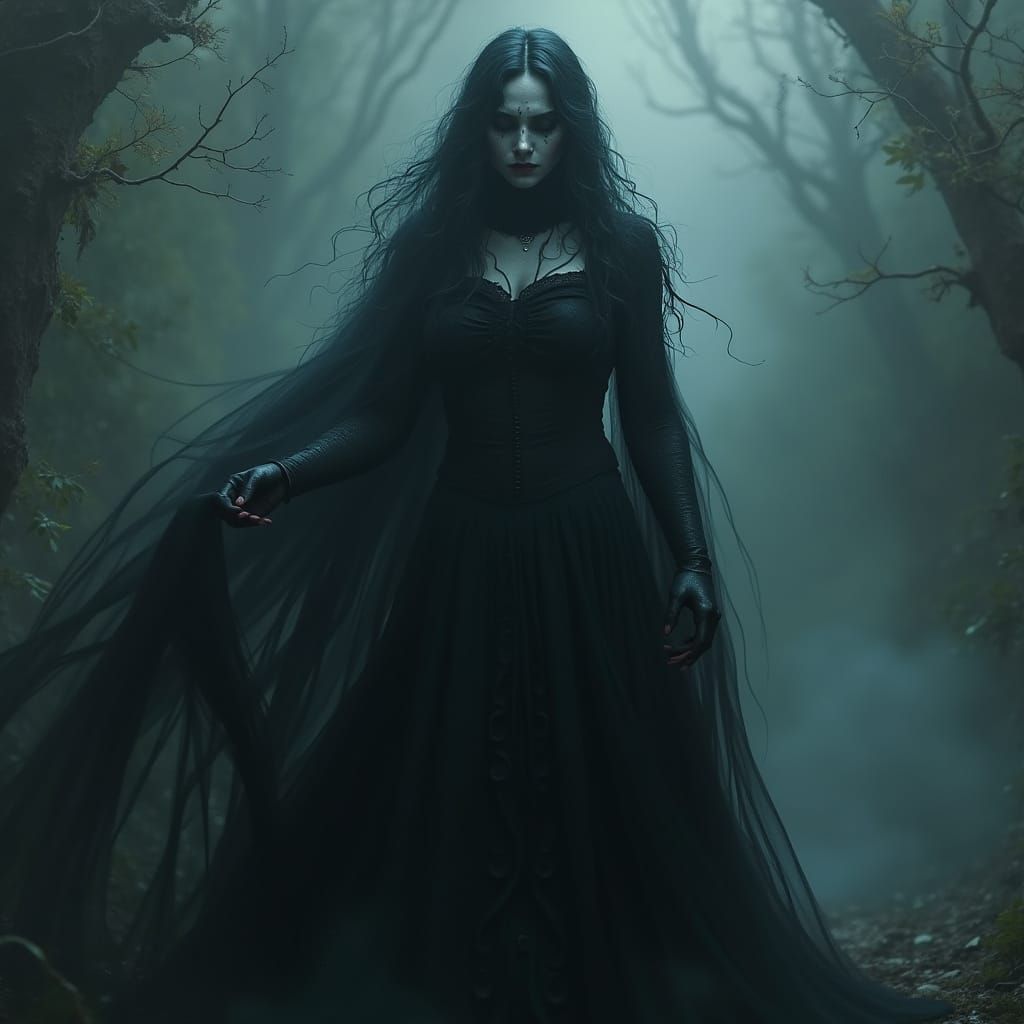 Ethereal Queen Bathes in Mystical Dark Meadow