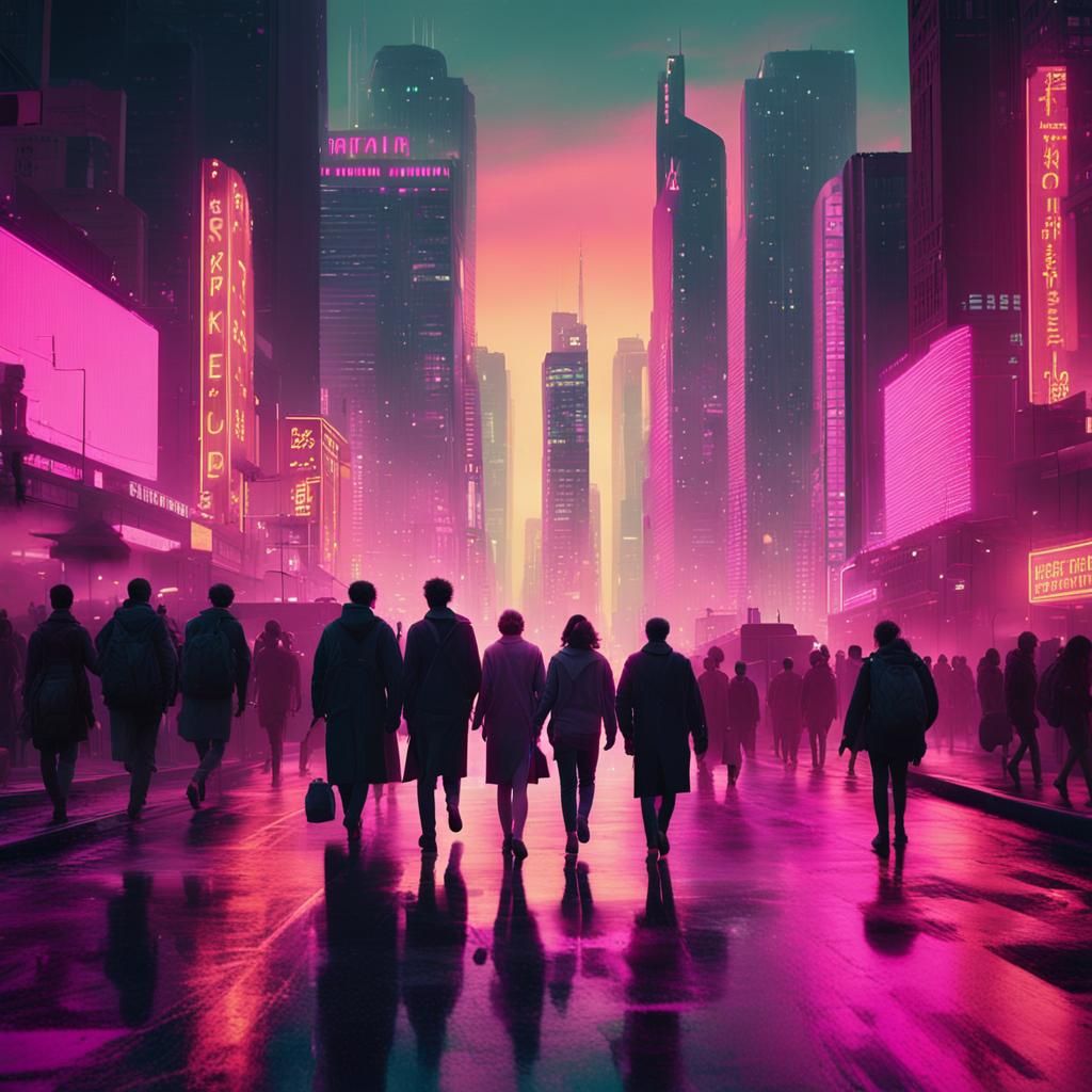 Busy Cityscape in a Cinematic Film Still