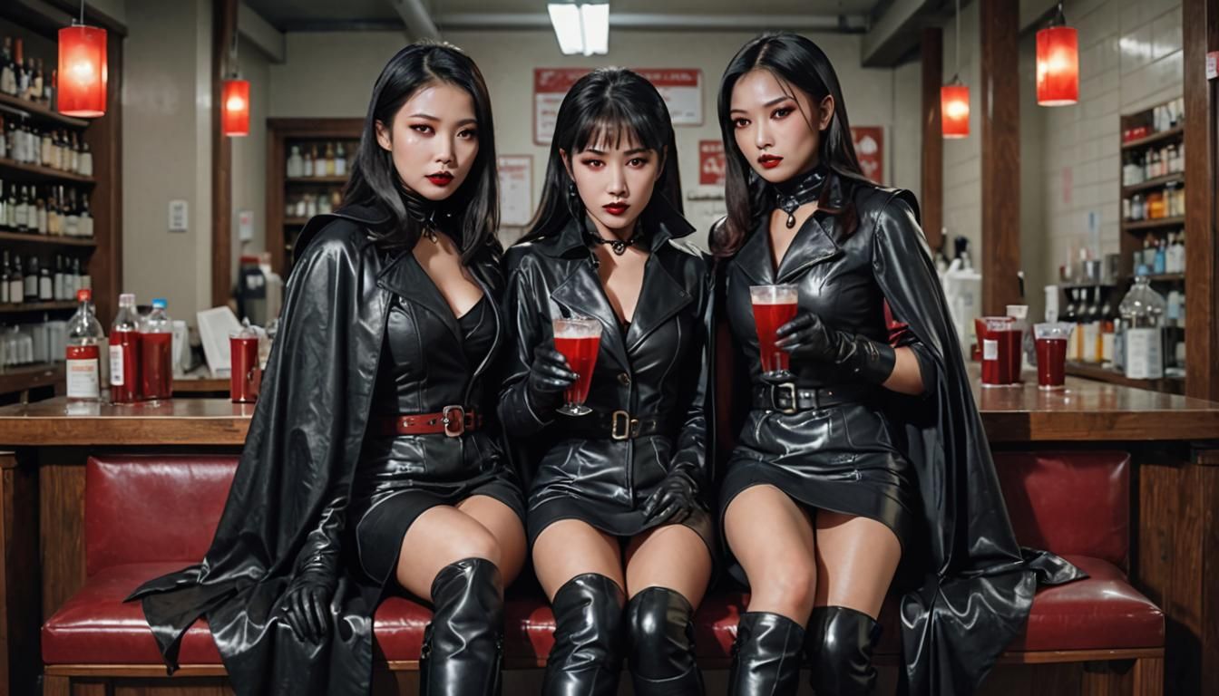 Asian Vampires in Leather at Blood Bank