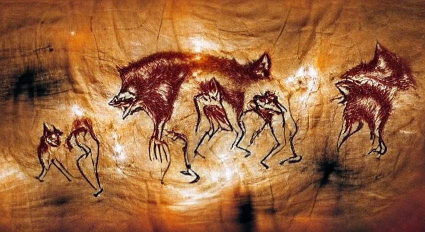 Ancient Cave Painting of Werewolves