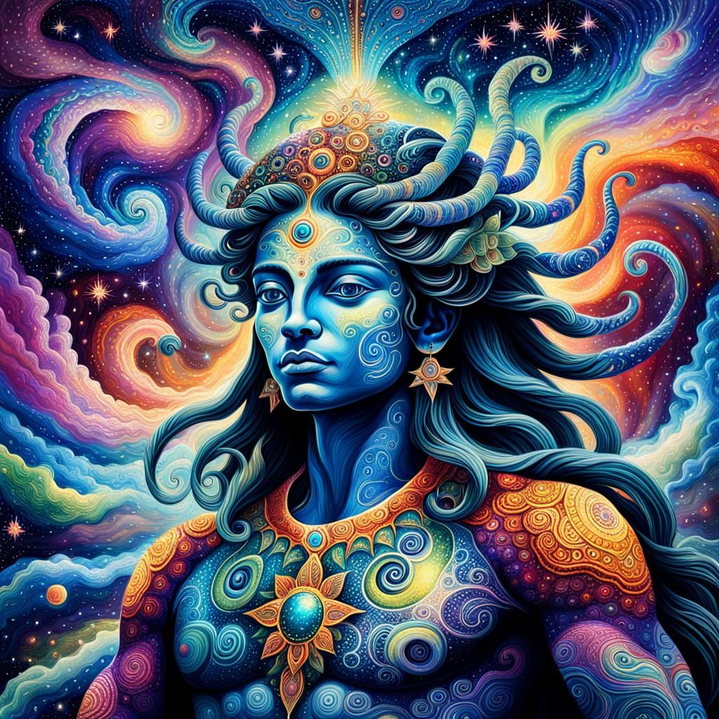 Iridescent Celestial Being in Cosmic Visionary Art