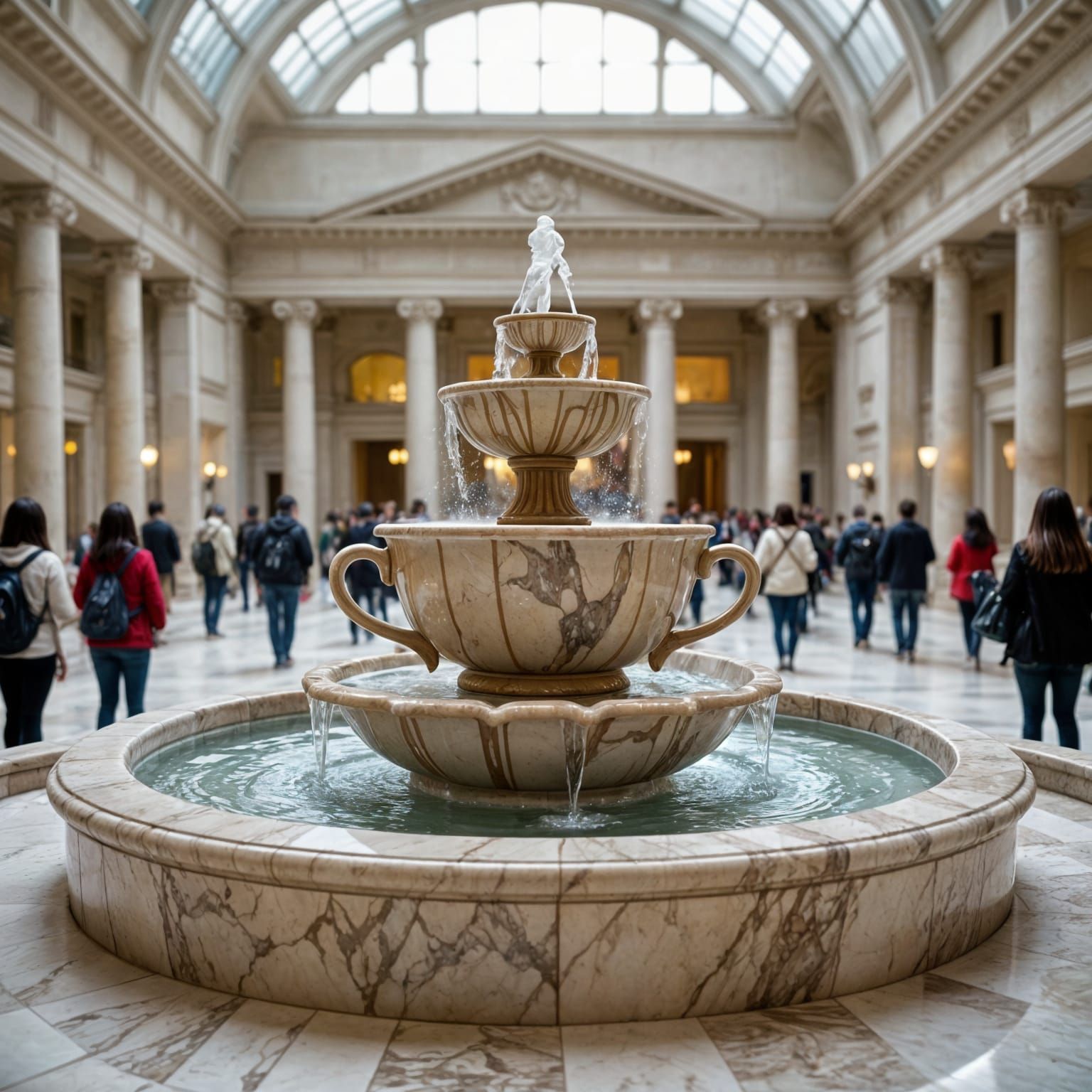 Marble Teacup Fountain in Museum of Fine Arts