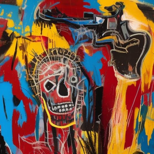 Neo-Expressionist Art: Broken Gun in Basquiat Style