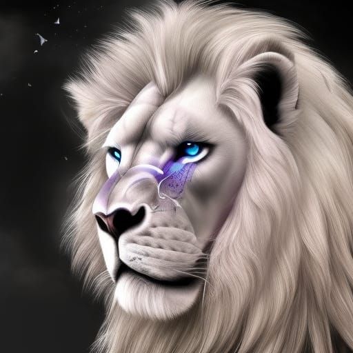 Magnificent Purple Lion in Dark Fantasy Art