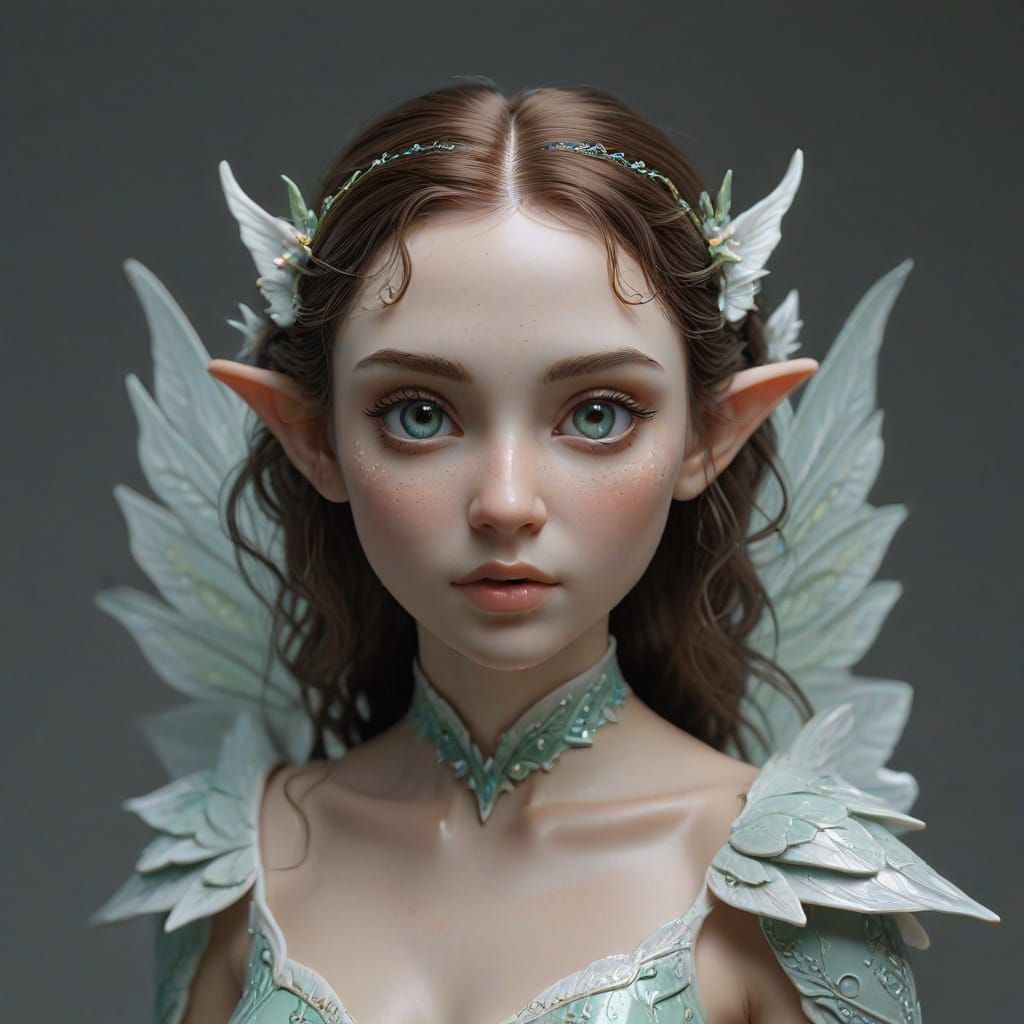 Hyperrealistic Elf Girl in Porcelain Glory