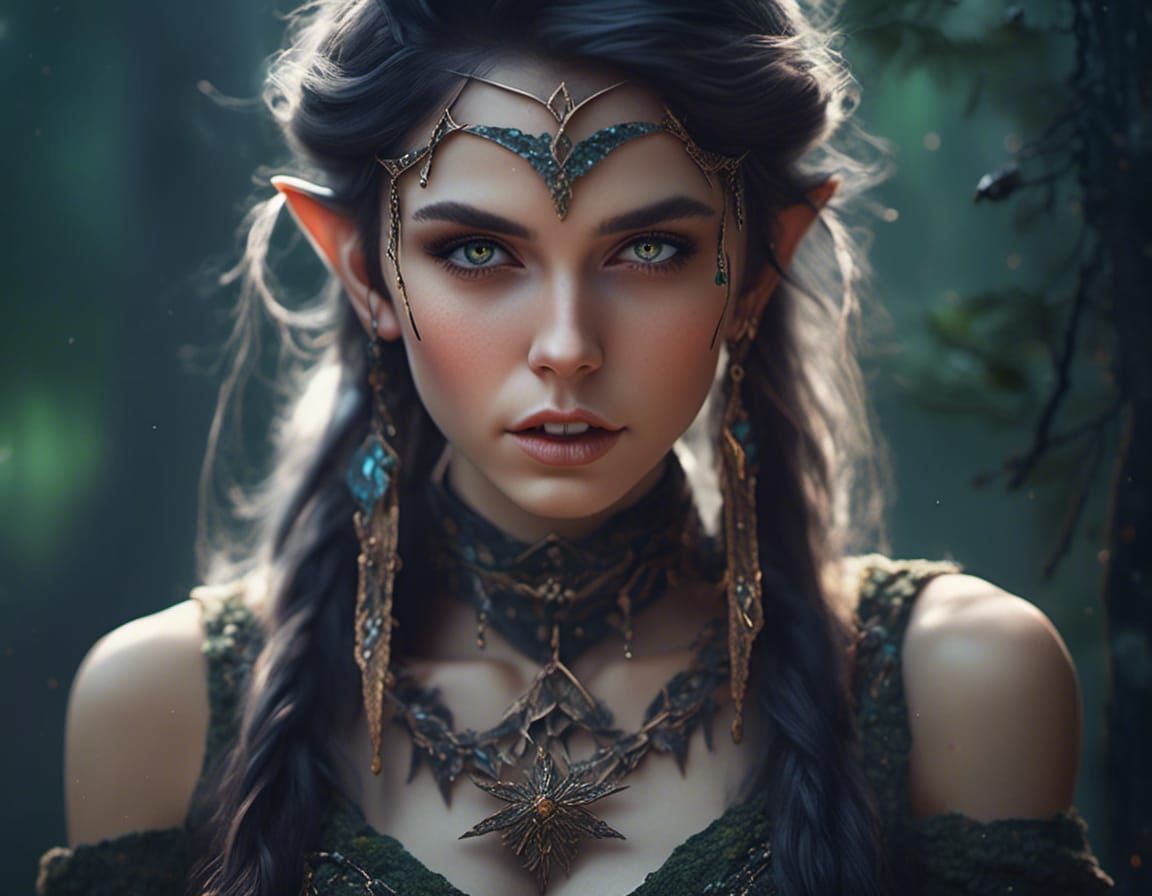 Hyperrealistic Elf Dream Wizard in Forest