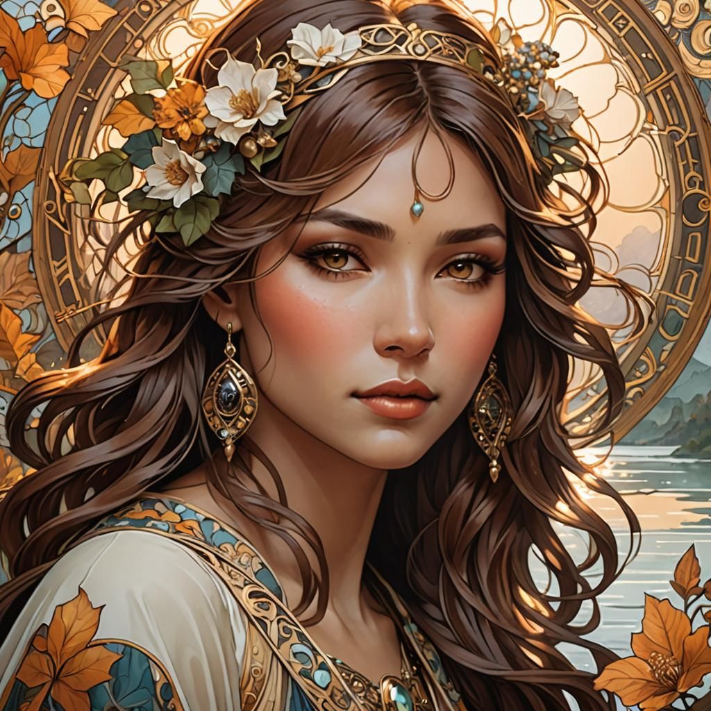 Serene Lake Scene: Photorealistic Digital Painting