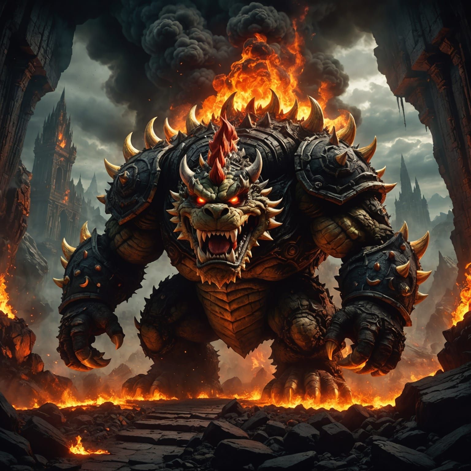 Bowser Emerges: Epic Cinematic Digital Matte Painting