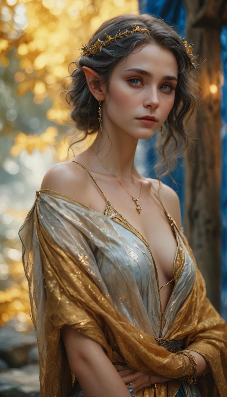 Mysterious Elf Portrait in High Fantasy Style