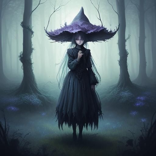 Cursed Fairy in Mystical Forest: Watercolor Illustration