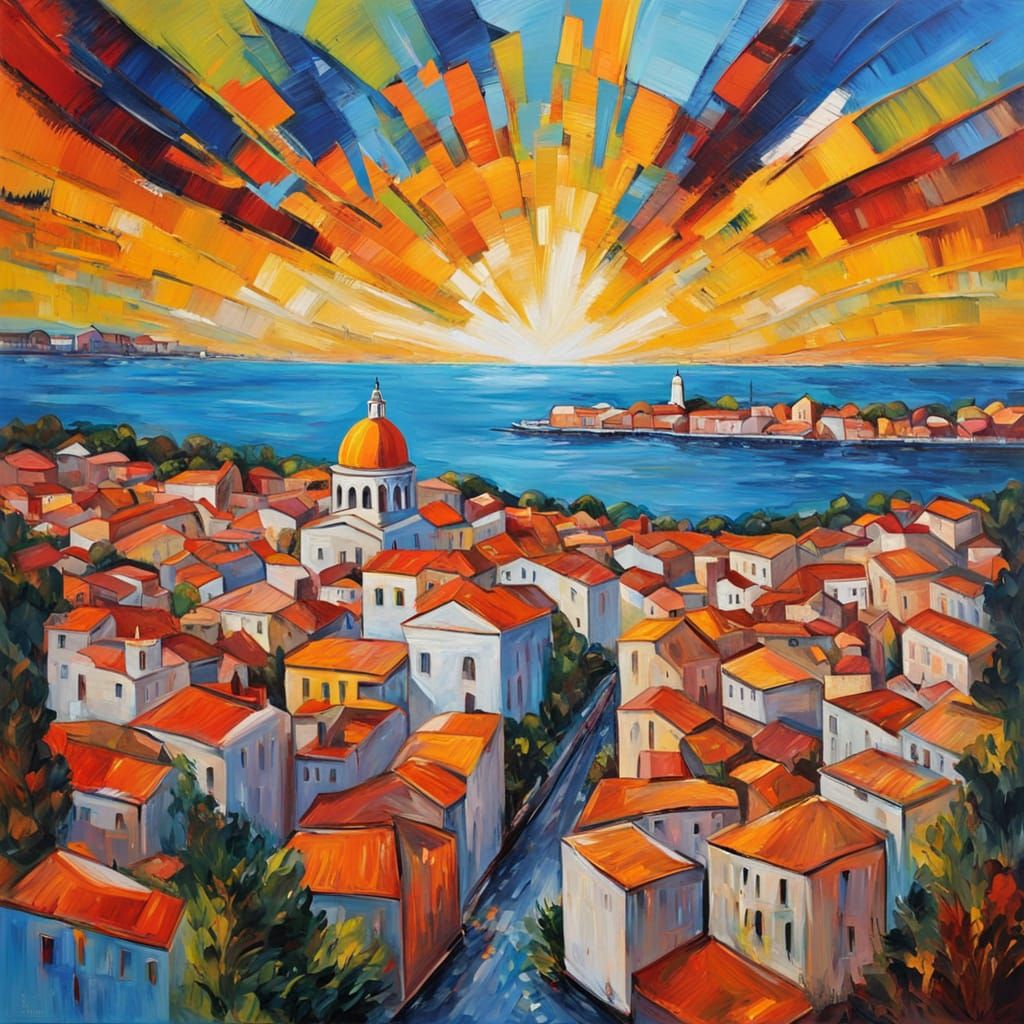 Neo-Expressionist Zadar Cityscape