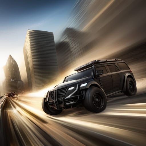 SWAT SUV Paramount Marauder Smashing Roadblock