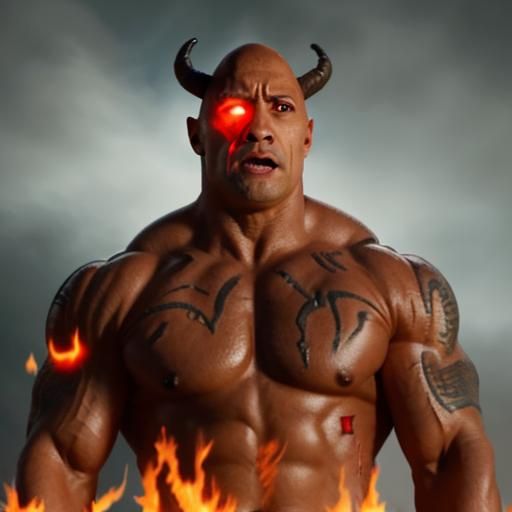 Dwayne Johnson as a Demon with Devil Horns